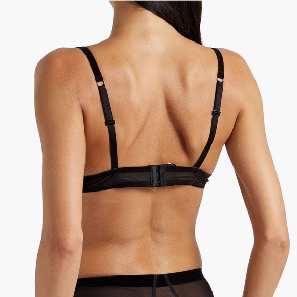 WOLFORD Velvet Trimmed Stretch Tulle Underwire Bra - Women’s Size 32B (EU 70B) - Picture 2 of 10